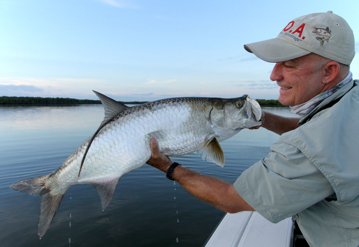 Capt. Chris Myers sight fishing for tarpon in Central Florida